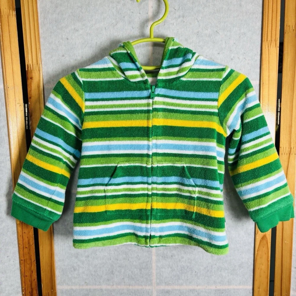 OshKosh Baby Terry Striped Fleece Jacket Jumper Light Green‎ Size XXL 12-18M